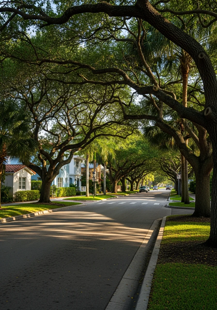 Hollywood downtown or residential street with mixed architecture and urban setting in natural light.