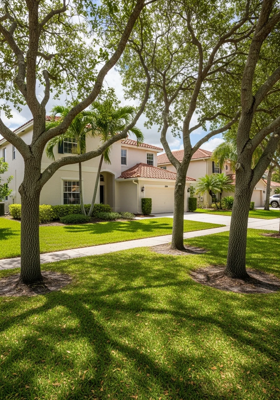 Pembroke Pines home exterior with manicured lawn and typical community architecture in daylight.